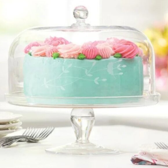 Retired Princess House Etched Crystal Glass Heritage Cake  Princess Heritage Crystal Dome Cake Plate 12 1/8\